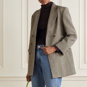 ALEXACHUNG Jerry Double-breasted Houndstooth Cotton-blend Blazer